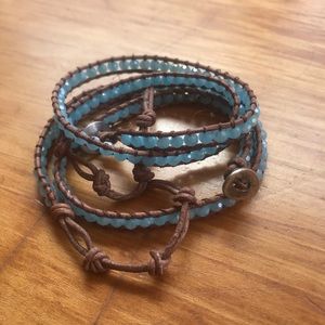 Double Wrap Light Blue Bracelets